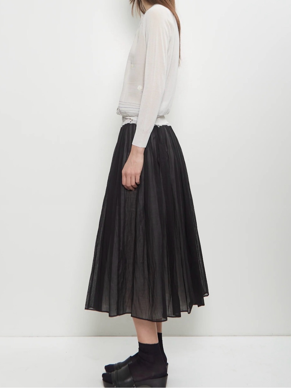 SHEIN - Sheer, Black, Flowing, A-Line, Tulip Hem, Midi Skirt - Medium NWOT